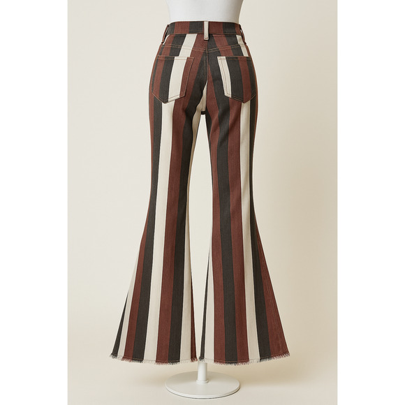 Wisteria Lane 26 Bell Bottom Jeans Vintage Style Striped Boho Y2K Hippie 70's - Picture 2 of 14
